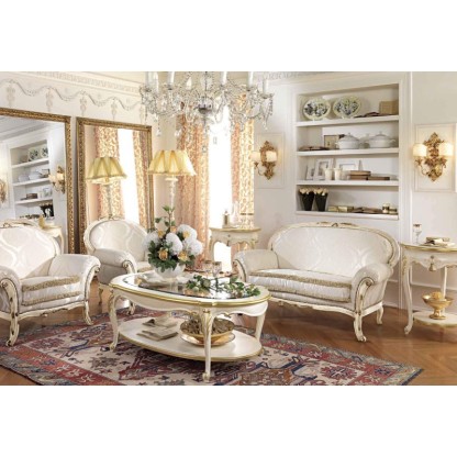 Белая мягкая мебель в гостиную с позолотой Antonelli Moravio AMC