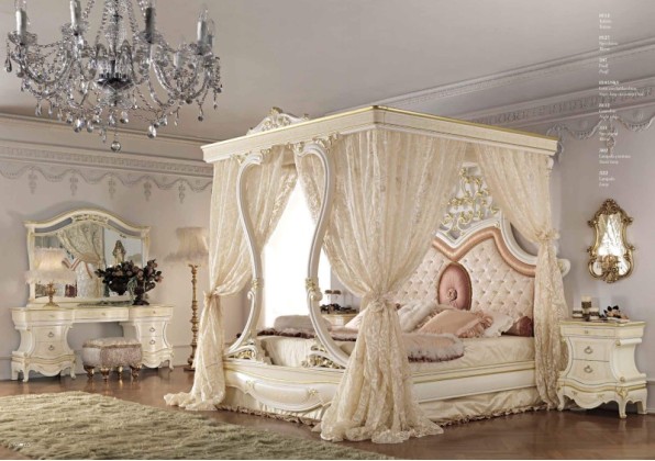 Шикарная белая кровать с балдахином Antonelli Moravio AMC