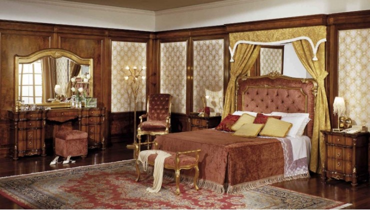 Комплект мебели для спальной с резным декором и позолотой Antonelli Moravio AMC