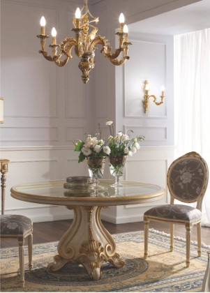 Столовый стол со стульями с патиной и золотом Giorno
