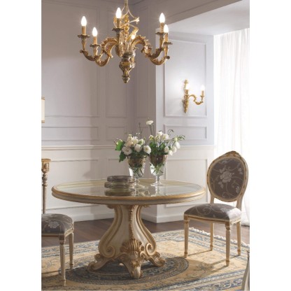Столовый стол со стульями с патиной и золотом Giorno