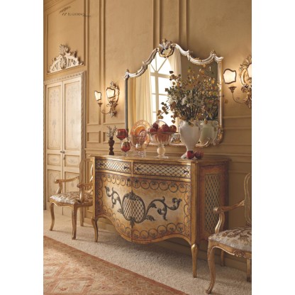 Комод с зеркалом - декорированый росписью и золотом Giorno