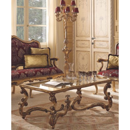 Журнальный столик со стекляной столешницей на резных ножках Giorno