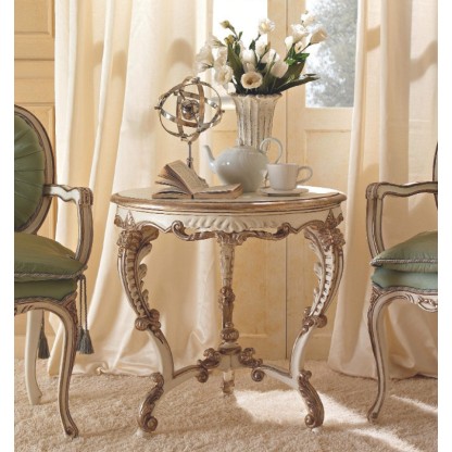 Круглый столик на резных ножках белого цвета Giorno