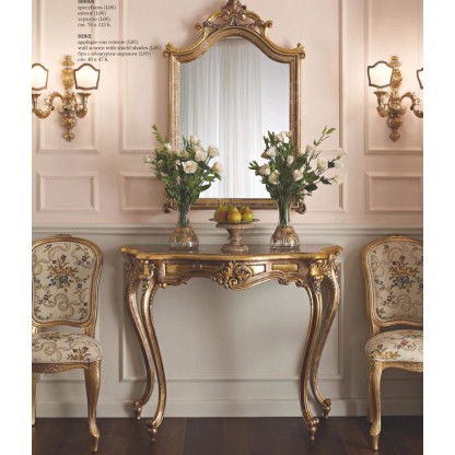 Зеркало и столик на резных ножках в позолоте Giorno