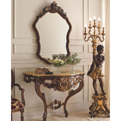 Резная консоль с зеркалом орехового цвета Giorno
