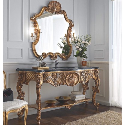 Зеркало и столик с раковиной на резных ножках Giorno