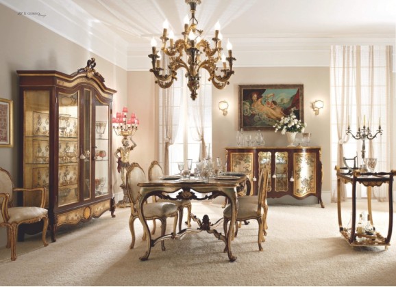 Шикарная столовая мебель с орнаментом стиль - классический Giorno