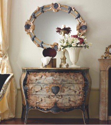 Комод черный с росписью - La Notte