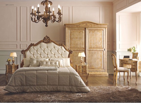 Патинированная мебель в спальню обивка капитоне Notte