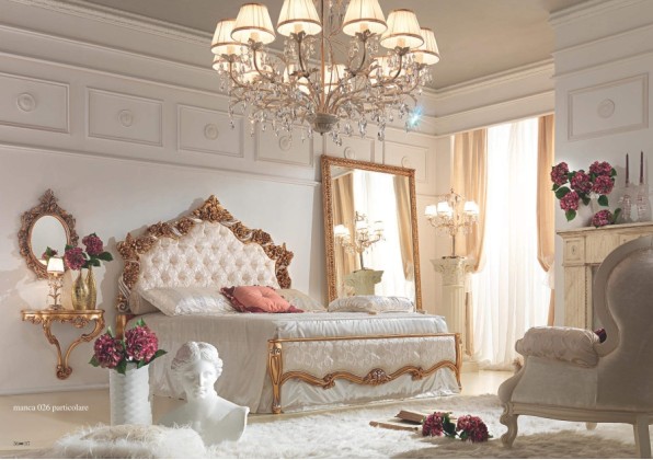 Кровать с резным изголовьем - сусальное золото Antonelli Moravio Atena