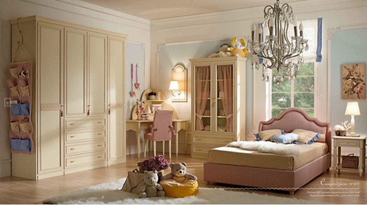 Комплект мебели в детскую для девочки в бежево-розовом цвете Happy Night