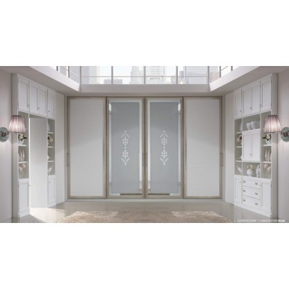 Шкаф с узорным зеркалом дамаск и искусственной кожей Ferretti e Ferretti Morfeo