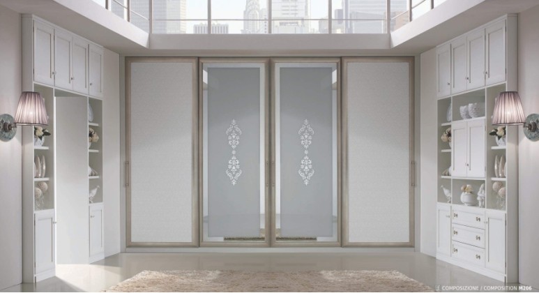 Шкаф с узорным зеркалом дамаск и искусственной кожей Ferretti e Ferretti Morfeo