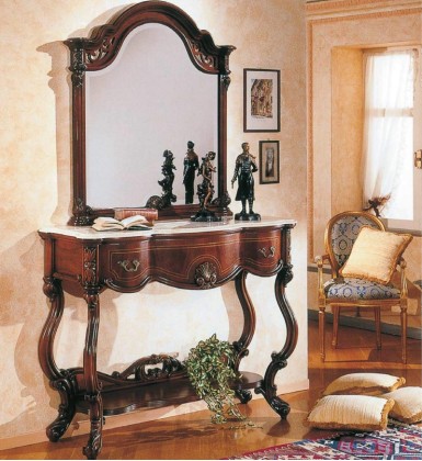 Консольный столик с подставкой и зеркалом с резьбой Grilli - 700 Antiquariato