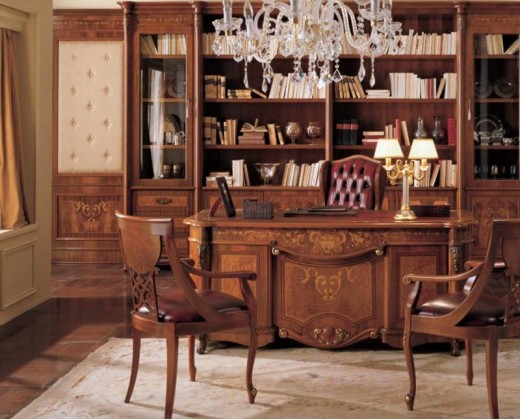 Кабинет из массива с резьбой фабрика Grilli модель Trevi