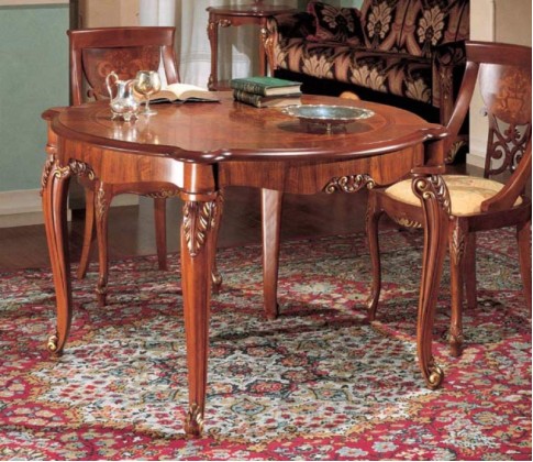 Круглый столовый классический стол с резными ножками Grilli - Trevi