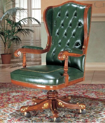 Кабинетное кресло в зелёной обике на роликах Grilli - Trevi