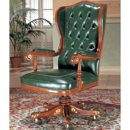 Кабинетное кресло в зелёной обике на роликах Grilli - Trevi