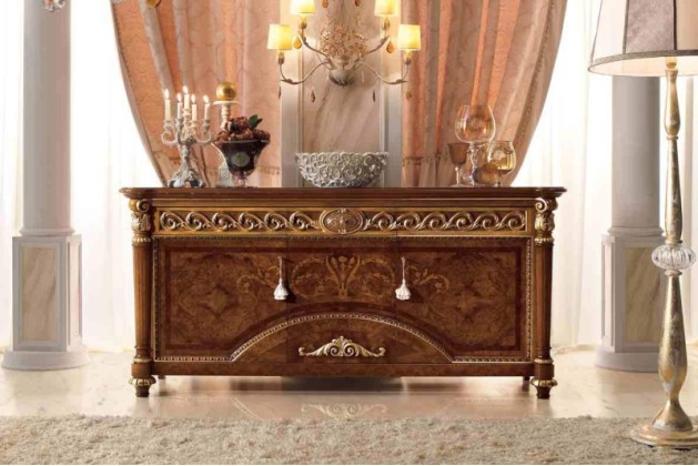 Комод - цвета орех с контурным резным декором LUIGI XVI