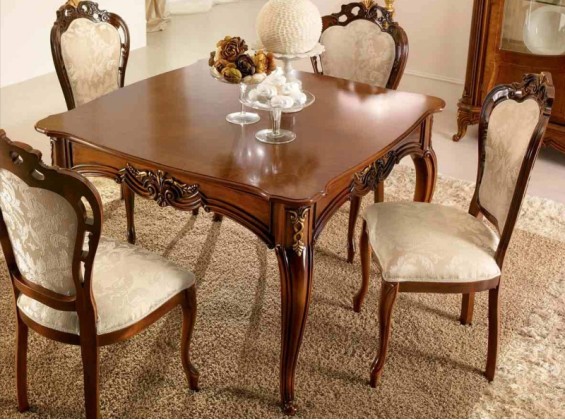 Столовый квадратный стол с резьбой Principe